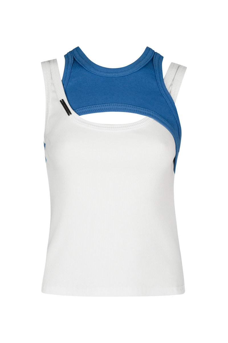 White tank top with blue detail